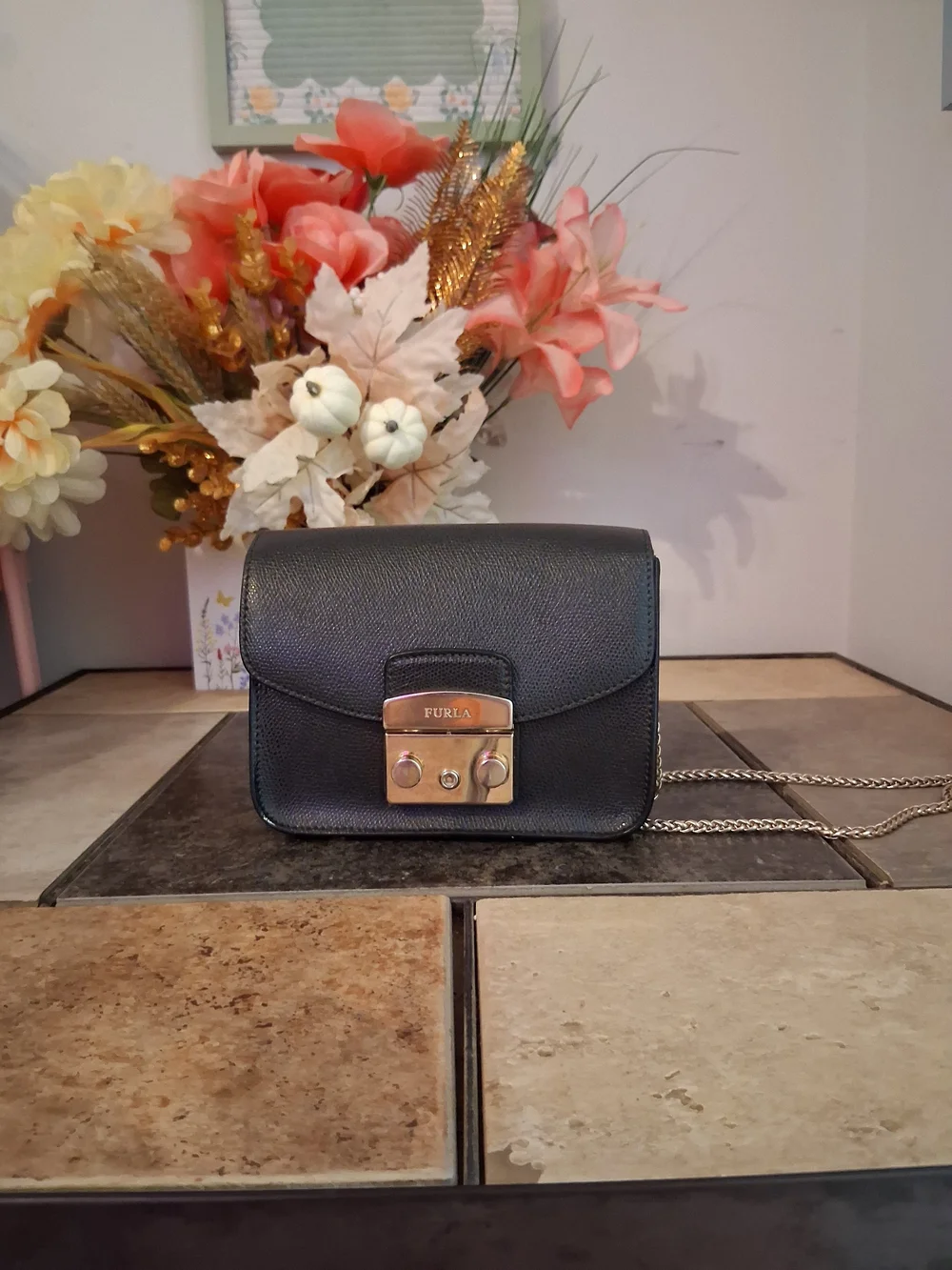 Furla Black Saffiano Leather Metropolis Mini